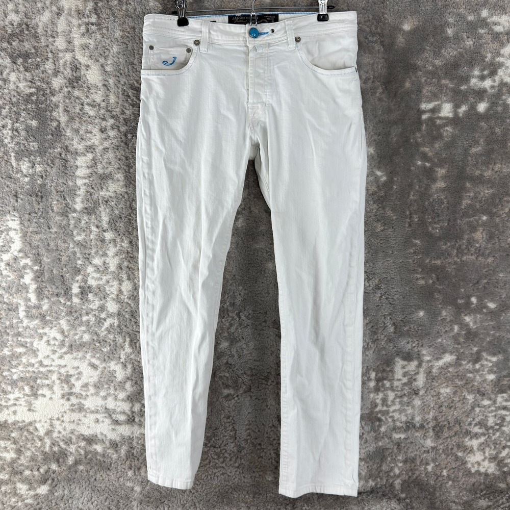 Jacob Cohen Size 34 Slim Fit Luxury Denim Jeans White Men